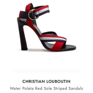 Christian Louboutin Water Poleta Strap Sandal Red Blue Heel